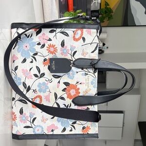 Kate Spade New York Floral Jacquard Tote with Black Trim
